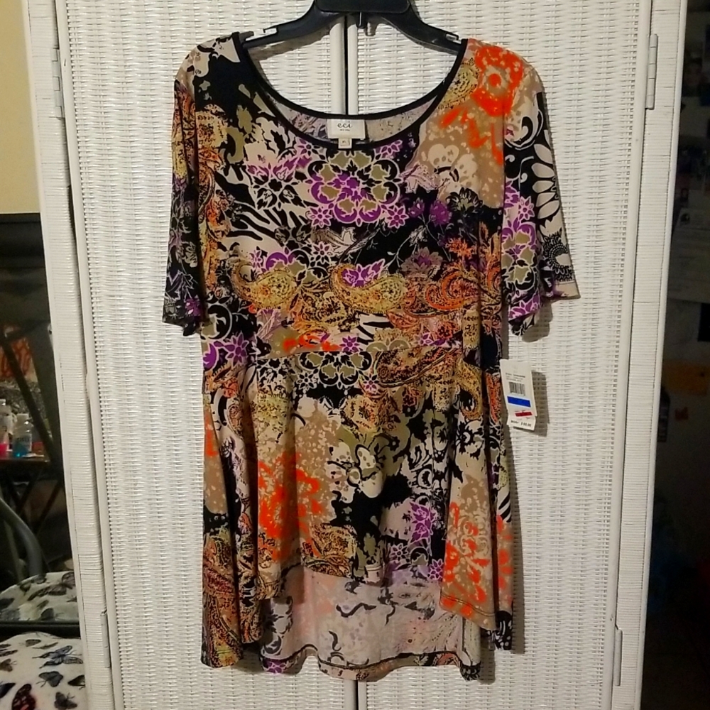 Women's ECI New York XL Floral Stretch Blouse